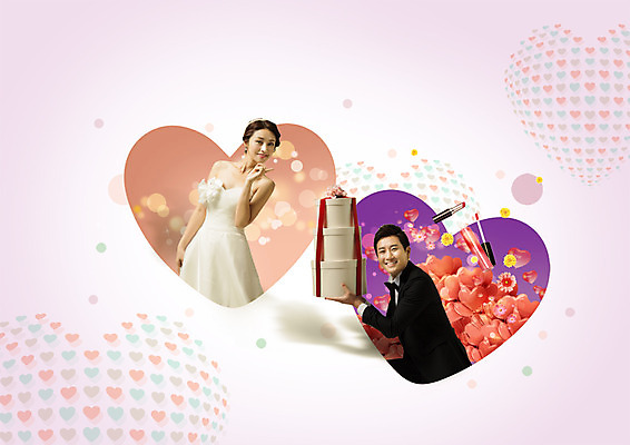 PSD 편집 편집이미지 커플 여자 남자 웨딩드레스 결혼 프로포즈 웃음 정장 턱시도 상반신 성인 두명 30대 선물상자 한국인 립스틱 하트 립글로스 이미지편집 모양 드레스 옷 관계 표정 선물 사람 동양인 이벤트 장년 상자 화장품 파일형식