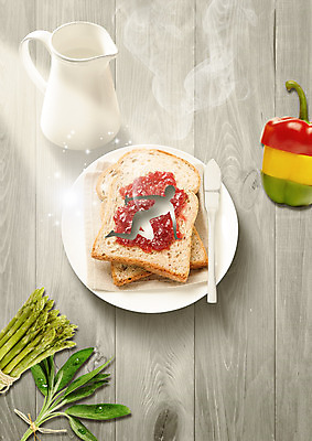 PSD 편집 편집이미지 접시 실루엣 음식 다이어트 주전자 피망 사람없음 운동 식빵 아스파라거스 딸기잼 잼나이프 스프레드 이미지편집 식기 빵 채소 주방용품 촬영기법 건강 나이프 잼 파일형식