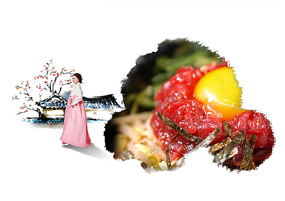 전신 PSD 나무 편집 편집이미지 여자 한식 캘리그라피 기와 한명 서기 성인 옆모습 30대 계란 한국인 김 한복 육회 육회비빔밥 이미지편집 식물 1 한국전통 음식 뷰포인트 모션 생고기 사람 동양인 장년 알 해조류 전통의상 비빔밥 파일형식