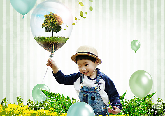 PSD 나무 편집 편집이미지 모자 남자 꽃 어린이 한명 웃음 상반신 한국인 풍선 이미지편집 식물 1 잡화 표정 사람 동양인 파일형식