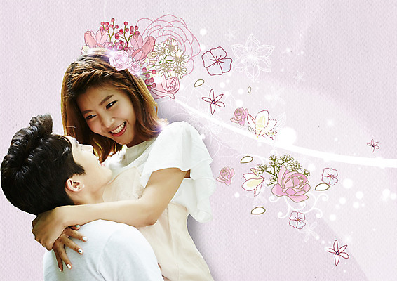 PSD 편집 편집이미지 커플 여자 남자 꽃 커플라이프 포옹 웃음 상반신 20대 성인 두명 마주보기 한국인 이미지편집 식물 라이프스타일 관계 안기 모션 표정 사람 동양인 청년 파일형식