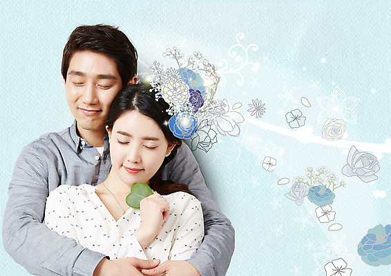 PSD 편집 편집이미지 커플 여자 남자 꽃 커플라이프 포옹 상반신 20대 성인 두명 눈감음 한국인 백허그 이미지편집 식물 라이프스타일 관계 안기 모션 사람 동양인 청년 파일형식