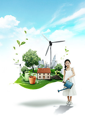 전신 PSD 나무 구름 편집 편집이미지 여자 화분 어린이 하늘 한명 서기 빌딩 새싹 자연보호 그린캠페인 흙 물뿌리개 한국인 풍력에너지 집모양 이미지편집 자연요소 모양 식물 1 캠페인 모션 자연 사람 동양인 건물 그린에너지 보호 파일형식