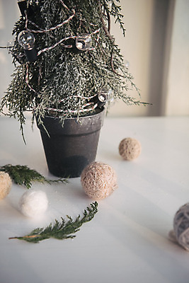 포토 JPG 스튜디오촬영 백그라운드 크리스마스 겨울 탁자 나뭇잎 실내 사람없음 크리스마스트리 털실 오너먼트 국내포토 계절 기념일 가구 잎 크리스마스장식 내부 실 파일형식