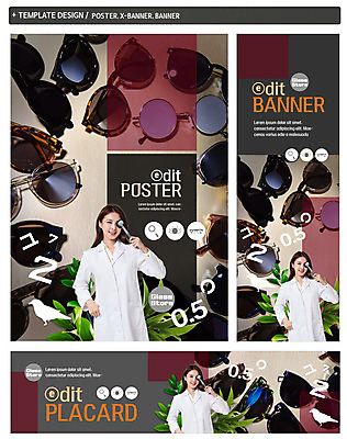 PSD 배너 배너템플릿 여자 가로배너 ZIP 포스터 세로배너 안경 의학 한명 상반신 20대 성인 세트 선글라스 한국인 현수막 가운 시력 시력검사 템플릿 1 잡화 옷 사람 동양인 청년 가로 세로 검사_조사 파일형식
