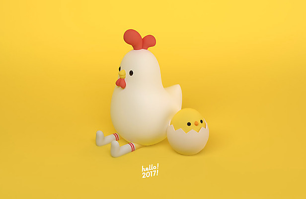 PSD 편집 편집이미지 캐릭터 두마리 새해 양말 3D캐릭터 병아리 사람없음 3D 알 닭띠 닭 디지털합성 닭캐릭터 HELLO 2017년 정유년 편집3D 동물캐릭터 2 조류 십이지신 인사 연도 파일형식