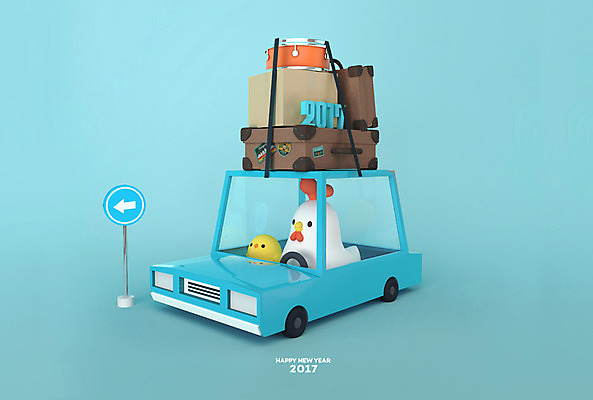 PSD 편집 편집이미지 캐릭터 두마리 자동차 새해 3D캐릭터 병아리 사람없음 3D 캐리어 운전 짐 닭띠 닭 표지판 디지털합성 북 닭캐릭터 HELLO 2017년 정유년 편집3D 육상교통 동물캐릭터 2 모션 조류 타악기 알림판 여행가방 십이지신 인사 연도 파일형식