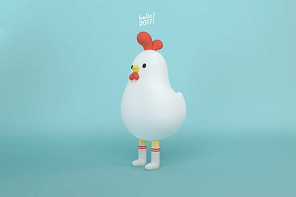 PSD 편집 편집이미지 캐릭터 한마리 새해 양말 3D캐릭터 사람없음 3D 닭띠 닭 디지털합성 닭캐릭터 HELLO 2017년 정유년 편집3D 1 동물캐릭터 조류 십이지신 인사 연도 파일형식