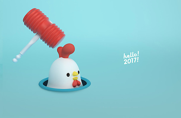 PSD 편집 편집이미지 캐릭터 한마리 새해 3D캐릭터 사람없음 3D 닭띠 닭 디지털합성 닭캐릭터 두더지잡기 HELLO 뿅망치 2017년 정유년 편집3D 1 동물캐릭터 놀이 조류 놀이용품 십이지신 인사 연도 파일형식