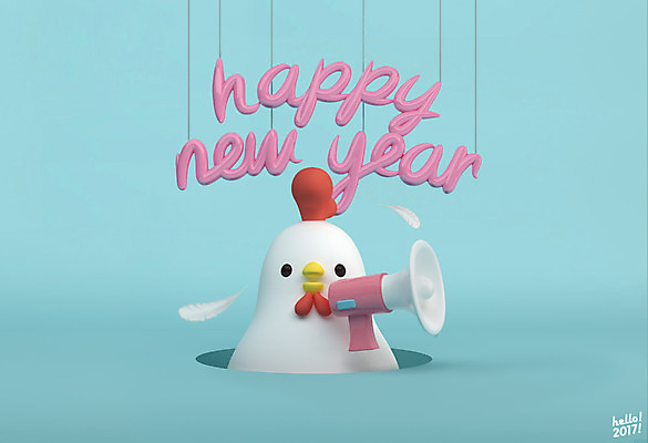 PSD 편집 편집이미지 캐릭터 한마리 새해 3D캐릭터 타이포그라피 사람없음 3D 확성기 닭띠 닭 구멍 깃털 디지털합성 닭캐릭터 해피뉴이어 HELLO 2017년 정유년 편집3D 문자 1 동물캐릭터 조류 새해인사 십이지신 인사 연도 파일형식