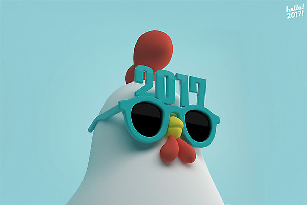 PSD 편집 편집이미지 캐릭터 한마리 새해 3D캐릭터 사람없음 선글라스 3D 닭띠 닭 디지털합성 닭캐릭터 HELLO 2017년 정유년 편집3D 1 안경 동물캐릭터 조류 십이지신 인사 연도 파일형식