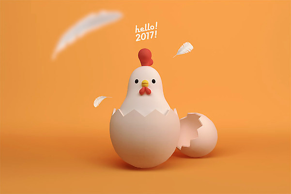 PSD 편집 편집이미지 캐릭터 한마리 새해 3D캐릭터 사람없음 3D 계란 닭띠 닭 깃털 디지털합성 닭캐릭터 HELLO 2017년 정유년 편집3D 1 동물캐릭터 조류 알 십이지신 인사 연도 파일형식