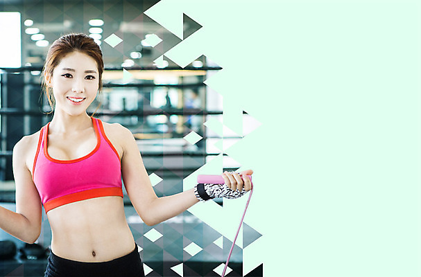 PSD 편집 편집이미지 여자 다이어트 한명 웃음 상반신 20대 성인 운동복 헬스 한국인 탱크톱 줄넘기 이미지편집 1 옷 상의 표정 건강 사람 동양인 청년 운동 파일형식