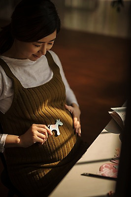 포토 JPG 응시 여자 실내 한명 웃음 앉기 상반신 성인 앞모습 30대 임산부 임신 한국인 말_동물 태교 종이인형 동물그림 복부 성인여자한명만 국내포토 1 시선 인형 뷰포인트 포유류 모션 표정 사람 동양인 내부 신체부위 장년 여자한명만 성인여자만 파일형식