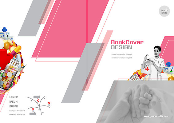 PSD 템플릿 표지디자인 북디자인 손 출판디자인 여자 표지 리플렛 북커버 의학 병원 팜플렛 상반신 20대 성인 신체부위 세명 알약 손잡기 한국인 환자 간호사 구급상자 약병 십자 이미지템플릿 모션 사람 동양인 청년 약 의료진 의료용품 병_담는 파일형식