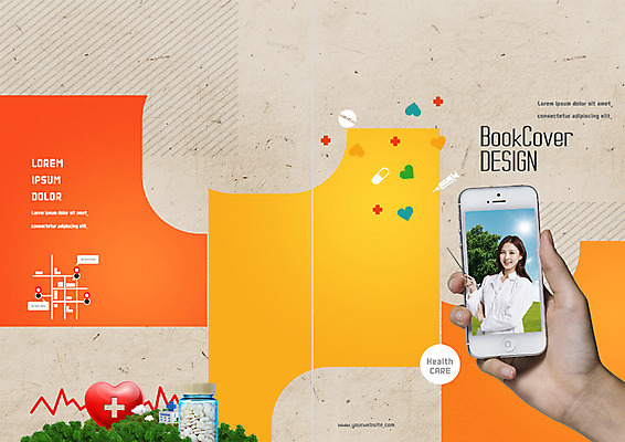 PSD 템플릿 표지디자인 북디자인 손 출판디자인 여자 표지 리플렛 북커버 의학 병원 팜플렛 상반신 20대 성인 두명 신체부위 스마트폰 알약 한국인 의사 하트 약병 약도 십자 이미지템플릿 모양 지도 사람 동양인 청년 핸드폰 스마트기기 약 의료진 병_담는 파일형식