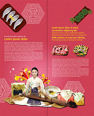 PSD 템플릿 표지디자인 북디자인 출판디자인 여자 명절 내지 리플렛 연주 2단접지 북커버 선물 한명 앉기 팜플렛 20대 성인 한국인 소고기 보자기 한복 떡국 가야금 굴비 이미지템플릿 1 한국전통 전통 기념일 음악 한식 모션 현악기 국악기 육류 어류 사람 동양인 청년 전통음식 전통의상 파일형식 천_직물