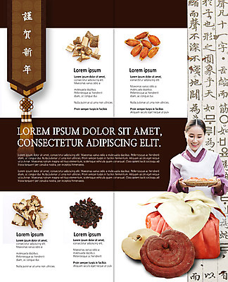 PSD 템플릿 표지디자인 북디자인 출판디자인 여자 내지 리플렛 2단접지 북커버 의학 근하신년 한명 웃음 팜플렛 상반신 성인 30대 광주리 버섯 한의학 한국인 한약재 보자기 한복 이미지템플릿 1 한국전통 새해 표정 사람 동양인 장년 바구니 약재 전통의상 파일형식 천_직물