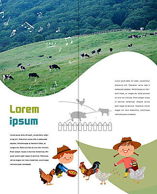 PSD 템플릿 표지디자인 북디자인 출판디자인 여자 남자 내지 어린이 리플렛 2단접지 북커버 팜플렛 두명 울타리 농장 목장 닭 돼지 젖소 유기농 농장체험 모이주기 이미지템플릿 웰빙 농업 포유류 조류 사람 담장 체험학습 소 파일형식