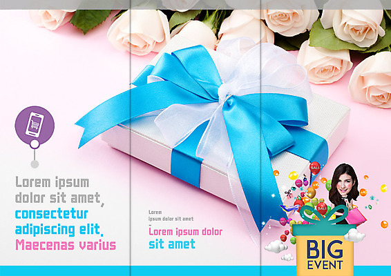 PSD 서양인 템플릿 표지디자인 북디자인 출판디자인 여자 리본 내지 리플렛 북커버 3단접지 한명 이벤트 팜플렛 20대 성인 선물상자 쇼핑 쇼핑백 장미 이미지템플릿 외국인 1 꽃 가방 선물 사람 청년 상자 파일형식