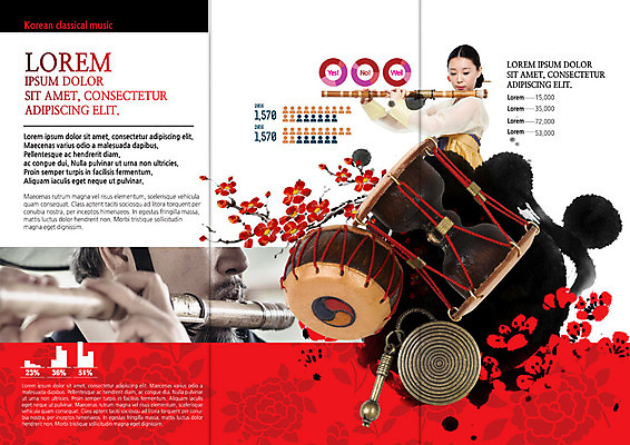 PSD 템플릿 한국문화 한국전통 표지디자인 북디자인 출판디자인 여자 남자 꽃 내지 리플렛 연주 북커버 3단접지 문화예술 국악 팜플렛 상반신 20대 성인 두명 한국인 한복 북 장구 징 대금 이미지템플릿 식물 동양문화 전통 음악 타악기 한국 국악기 사람 동양인 청년 전통의상 목관악기 파일형식