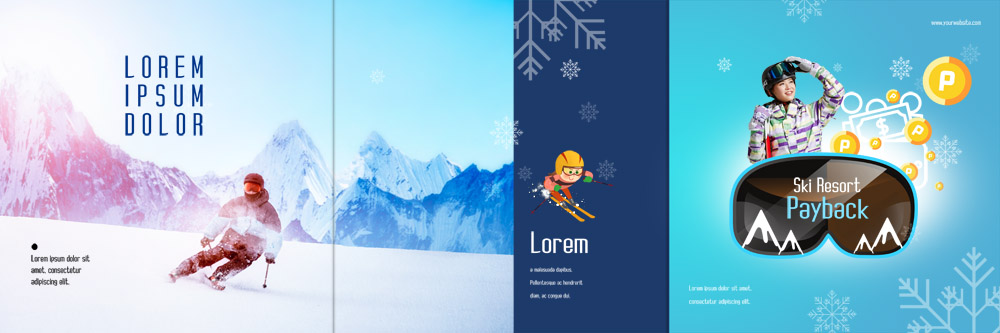 PSD 템플릿 표지디자인 북디자인 출판디자인 여자 표지 남자 리플렛 겨울 북커버 3단접지 스키 겨울스포츠 스키장 산 팜플렛 20대 성인 세명 한국인 스키고글 이미지템플릿 계절 스포츠 사람 동양인 청년 파일형식