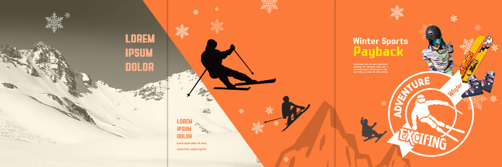 PSD 템플릿 표지디자인 북디자인 출판디자인 여자 표지 남자 실루엣 리플렛 겨울 북커버 3단접지 스키 겨울스포츠 스키장 산 팜플렛 여러명 20대 성인 한국인 이미지템플릿 계절 스포츠 다수 촬영기법 사람 동양인 청년 파일형식