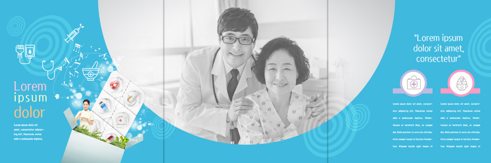 PSD 템플릿 표지디자인 북디자인 출판디자인 여자 노년 남자 내지 리플렛 북커버 3단접지 의학 웃음 팜플렛 성인 세명 30대 약 한국인 환자 간호사 의사 60대 이미지템플릿 표정 사람 동양인 장년 의료진 파일형식