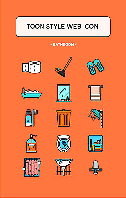 아이콘 욕조 사람없음 세트 수건 거울 쓰레기통 찬장 세면대 수도꼭지 웹아이콘 샤워기 치약 카툰스타일 두루마리화장지 뚫어뻥 바디워시 변기통 웹엘리먼트 2D아이콘 AI파일 가구 위생용품 화장지 엘리먼트 파일형식 벡터