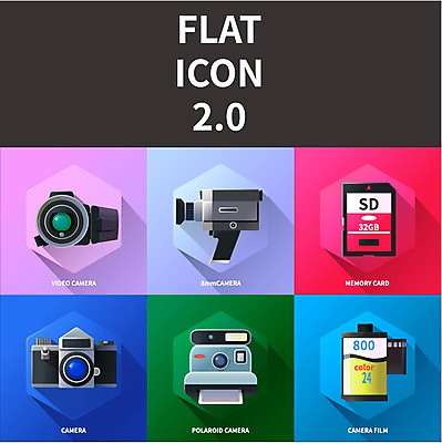 아이콘 사람없음 세트 카메라 플랫 플랫아이콘 폴라로이드 사진필름 메모리카드 비디오카메라 2D아이콘 AI파일 전자제품 필름 메모리 파일형식 벡터