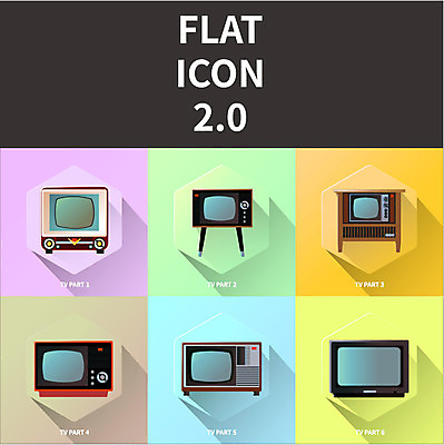 아이콘 사람없음 세트 텔레비전 플랫 플랫아이콘 복고 아날로그 2D아이콘 AI파일 전자제품 파일형식 벡터