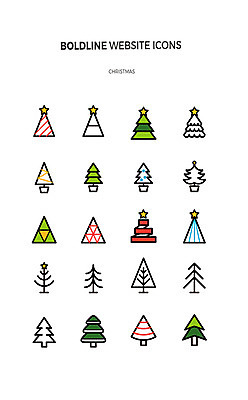 나무 아이콘 크리스마스 사람없음 세트 크리스마스트리 라인아이콘 별장식 웹엘리먼트 2D아이콘 AI파일 식물 기념일 별 장식 엘리먼트 파일형식 벡터