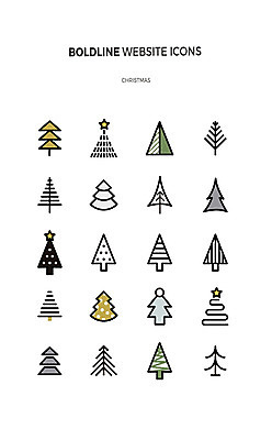 나무 아이콘 크리스마스 사람없음 세트 크리스마스트리 라인아이콘 웹엘리먼트 2D아이콘 AI파일 식물 기념일 엘리먼트 파일형식 벡터
