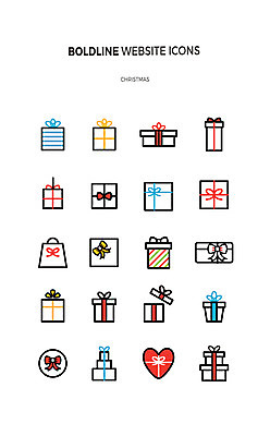 아이콘 리본 크리스마스 사람없음 선물상자 세트 라인아이콘 하트상자 웹엘리먼트 2D아이콘 AI파일 기념일 선물 상자 엘리먼트 파일형식 벡터