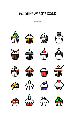 아이콘 크리스마스 사람없음 세트 컵케이크 라인아이콘 웹엘리먼트 2D아이콘 AI파일 기념일 케이크 엘리먼트 파일형식 벡터