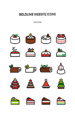 아이콘 크리스마스 눈사람 사람없음 세트 크리스마스트리 케이크 조각케이크 라인아이콘 롤케이크 웹엘리먼트 2D아이콘 AI파일 기념일 디저트 엘리먼트 파일형식 벡터