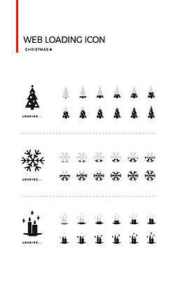 아이콘 크리스마스 초 사람없음 세트 크리스마스트리 눈송이 로딩 웹엘리먼트 로딩아이콘 2D아이콘 AI파일 기념일 눈_날씨 엘리먼트 파일형식 벡터