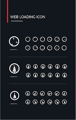 아이콘 크리스마스 사람없음 세트 크리스마스트리 종 눈송이 로딩 웹엘리먼트 로딩아이콘 2D아이콘 AI파일 기념일 눈_날씨 엘리먼트 파일형식 벡터