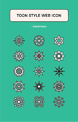 아이콘 크리스마스 사람없음 세트 눈송이 카툰스타일 웹엘리먼트 2D아이콘 AI파일 기념일 눈_날씨 엘리먼트 파일형식 벡터