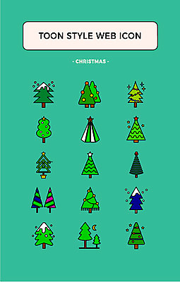 아이콘 크리스마스 사람없음 세트 크리스마스트리 카툰스타일 웹엘리먼트 2D아이콘 AI파일 기념일 엘리먼트 파일형식 벡터