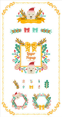 식물 아이콘 꽃 리본 백그라운드 크리스마스 산타모자 프레임 사람없음 세트 북극곰 웹엘리먼트 2D아이콘 AI파일 모자_잡화 기념일 곰 엘리먼트 파일형식 벡터