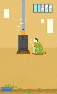 전신 PSD 남자 겨울 일러스트 청소년 주전자 따뜻함 한명 10대 담요 난로 방안 국내일러스트 1 계절 주방용품 사람 난방기 파일형식