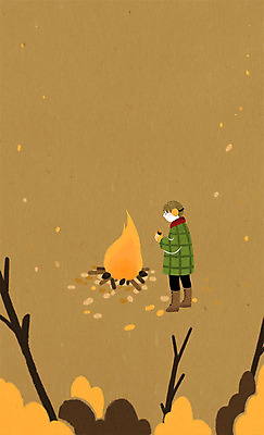 전신 PSD 여자 낙엽 겨울 일러스트 청소년 한명 10대 모닥불 은행잎 고구마 국내일러스트 1 계절 잎 불 뿌리채소 사람 파일형식