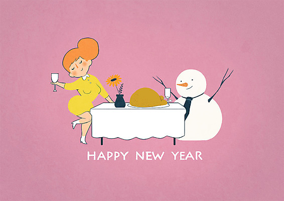 전신 PSD 여자 꽃 겨울 와인잔 일러스트 눈사람 식탁 한명 성인 꽃병 해피뉴이어 국내일러스트 식물 1 계절 술잔 탁자 사람 새해인사 파일형식