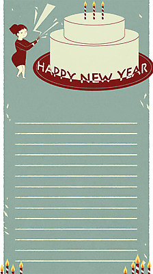 전신 PSD 접시 여자 일러스트 촛불 프레임 폭죽 한명 성인 케이크 편지지 해피뉴이어 프레임일러스트 국내일러스트 1 식기 초 디저트 사람 새해인사 편지 파일형식