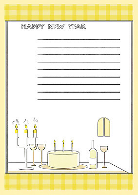 PSD 일러스트 촛불 창문 식탁 잔 프레임 사람없음 케이크 와인 편지지 해피뉴이어 프레임일러스트 국내일러스트 식기 초 탁자 디저트 주류 새해인사 편지 파일형식