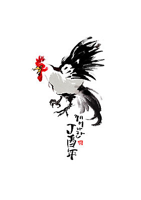 PSD 한마리 일러스트 캘리그라피 새해 사람없음 비행 닭띠 닭 2017년 정유년 국내일러스트 1 조류 십이지신 연도 파일형식