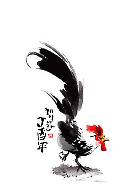 PSD 한마리 일러스트 캘리그라피 새해 사람없음 닭띠 닭 2017년 정유년 국내일러스트 1 조류 십이지신 연도 파일형식