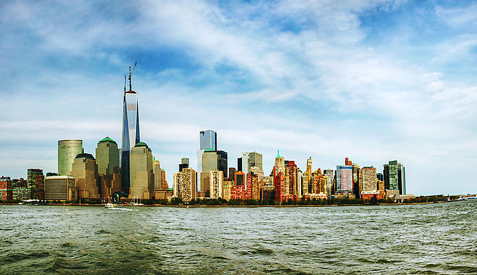 포토 JPG 해외이미지 여행 하늘 아침 파노라마 사람없음 물 금융 강 도시풍경 일출 항구 고층빌딩 미국 도시 도심 뉴욕 스카이라인 맨해튼 해외202004 해외포토 주간 자연요소 북아메리카 교통시설 촬영기법 풍경 빌딩 경제 노을 파일형식 이미지허브